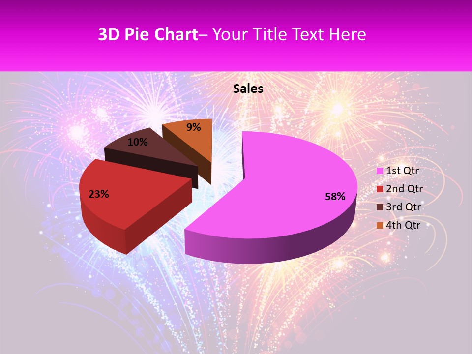 A Colorful Fireworks Display On A Black Background PowerPoint Template