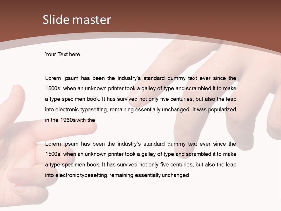 Two Hands Reaching For Each Other In Front Of A Brown Background PowerPoint Template