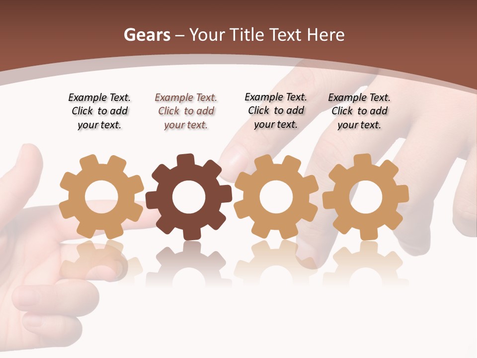 Two Hands Reaching For Each Other In Front Of A Brown Background PowerPoint Template