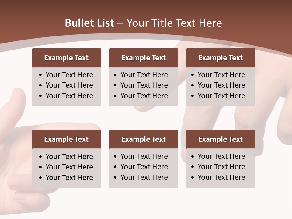 Two Hands Reaching For Each Other In Front Of A Brown Background PowerPoint Template