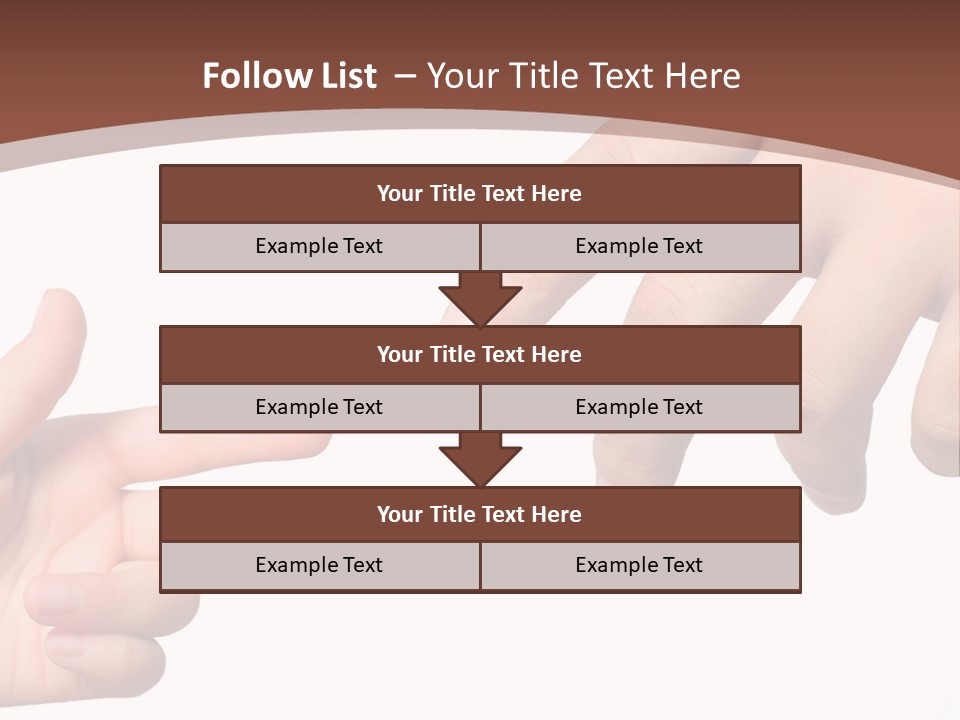 Two Hands Reaching For Each Other In Front Of A Brown Background PowerPoint Template