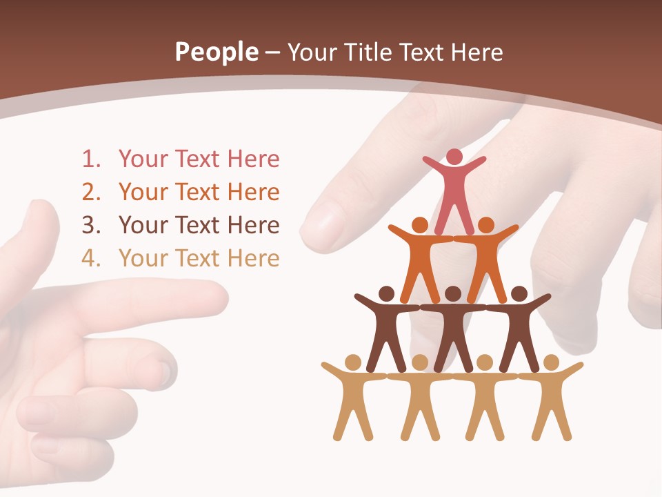 Two Hands Reaching For Each Other In Front Of A Brown Background PowerPoint Template