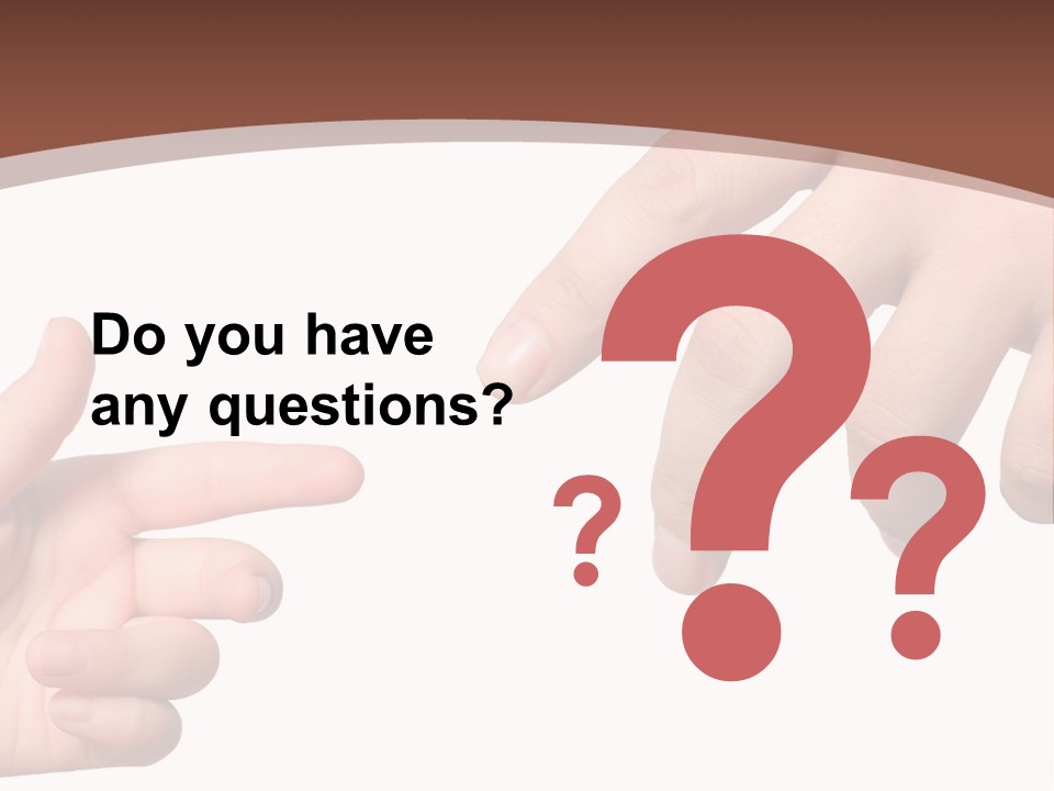 Two Hands Reaching For Each Other In Front Of A Brown Background PowerPoint Template