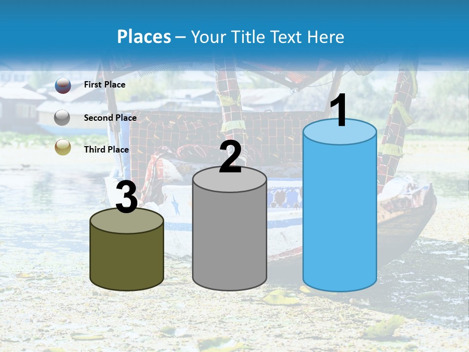 A Boat With A Canopy Is Sitting In The Water PowerPoint Template