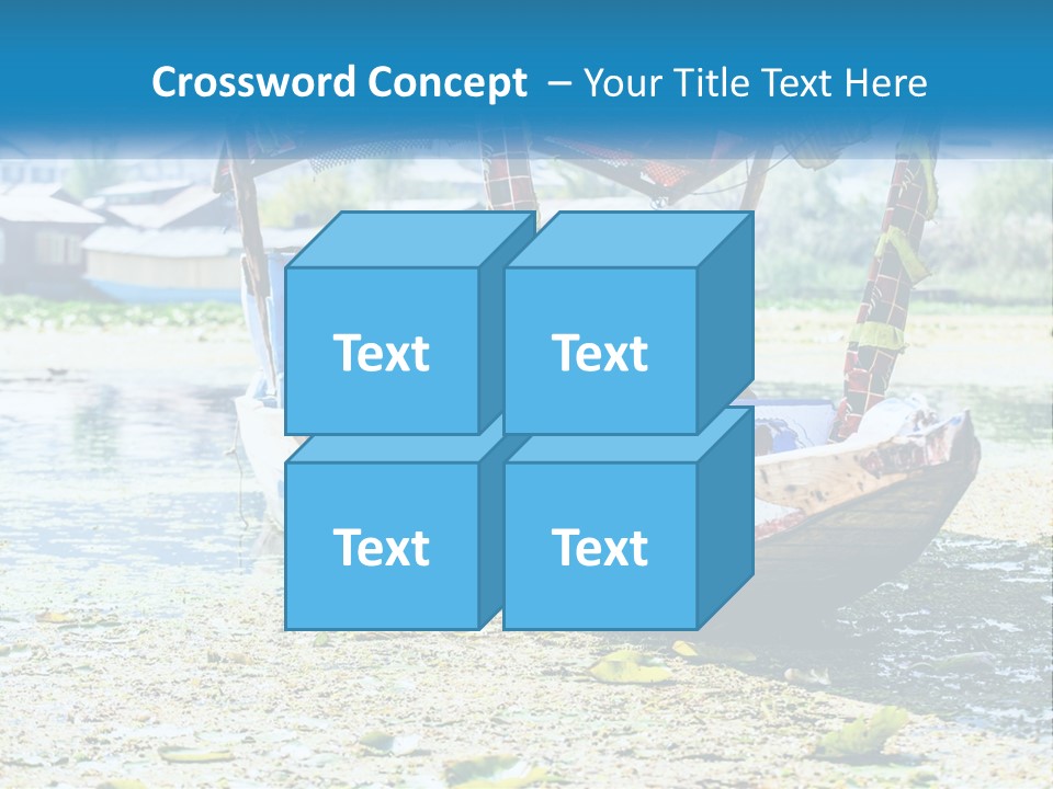 A Boat With A Canopy Is Sitting In The Water PowerPoint Template