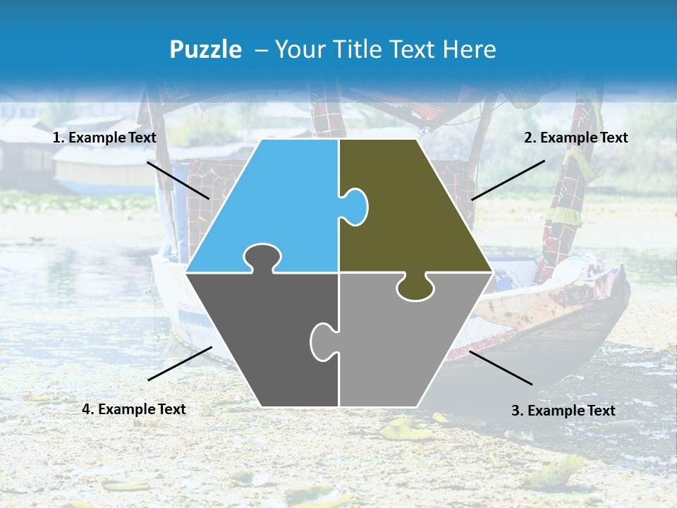 A Boat With A Canopy Is Sitting In The Water PowerPoint Template