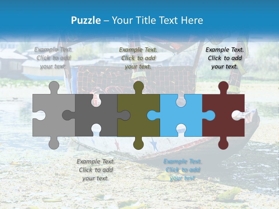 A Boat With A Canopy Is Sitting In The Water PowerPoint Template