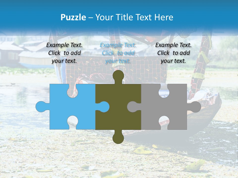 A Boat With A Canopy Is Sitting In The Water PowerPoint Template