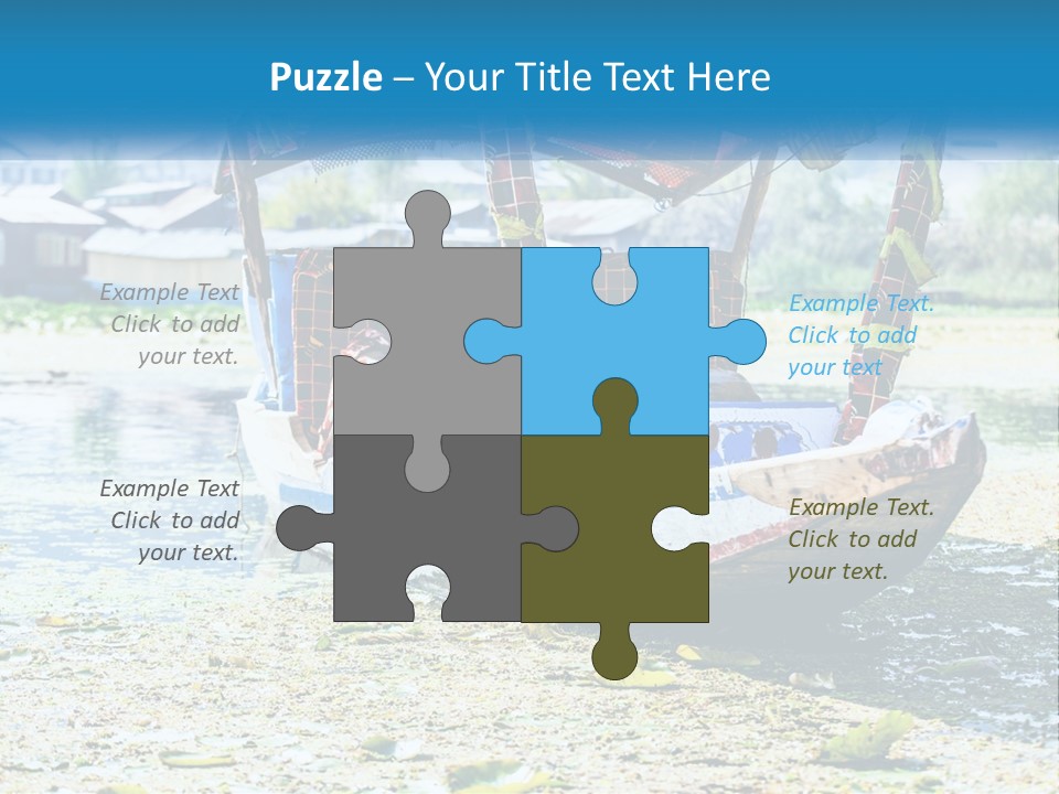 A Boat With A Canopy Is Sitting In The Water PowerPoint Template