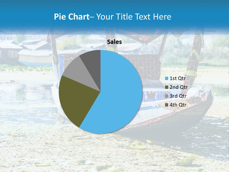 A Boat With A Canopy Is Sitting In The Water PowerPoint Template