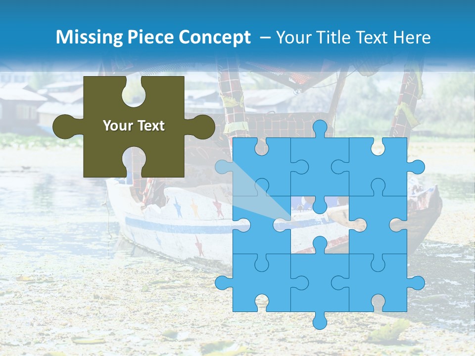 A Boat With A Canopy Is Sitting In The Water PowerPoint Template