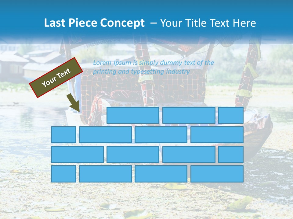 A Boat With A Canopy Is Sitting In The Water PowerPoint Template