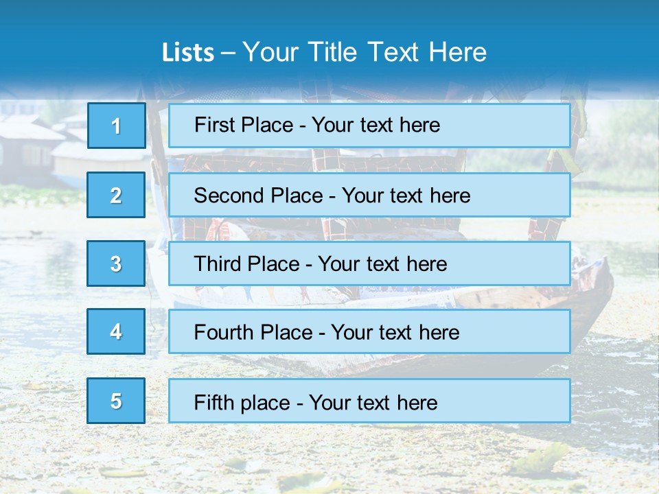 A Boat With A Canopy Is Sitting In The Water PowerPoint Template