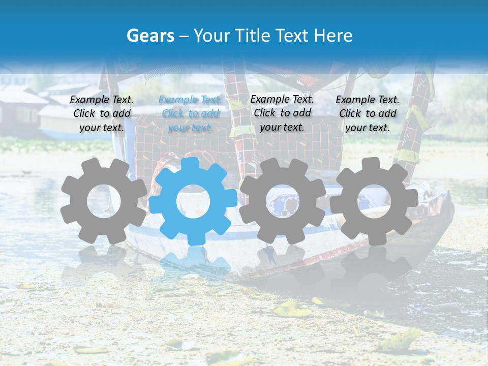 A Boat With A Canopy Is Sitting In The Water PowerPoint Template