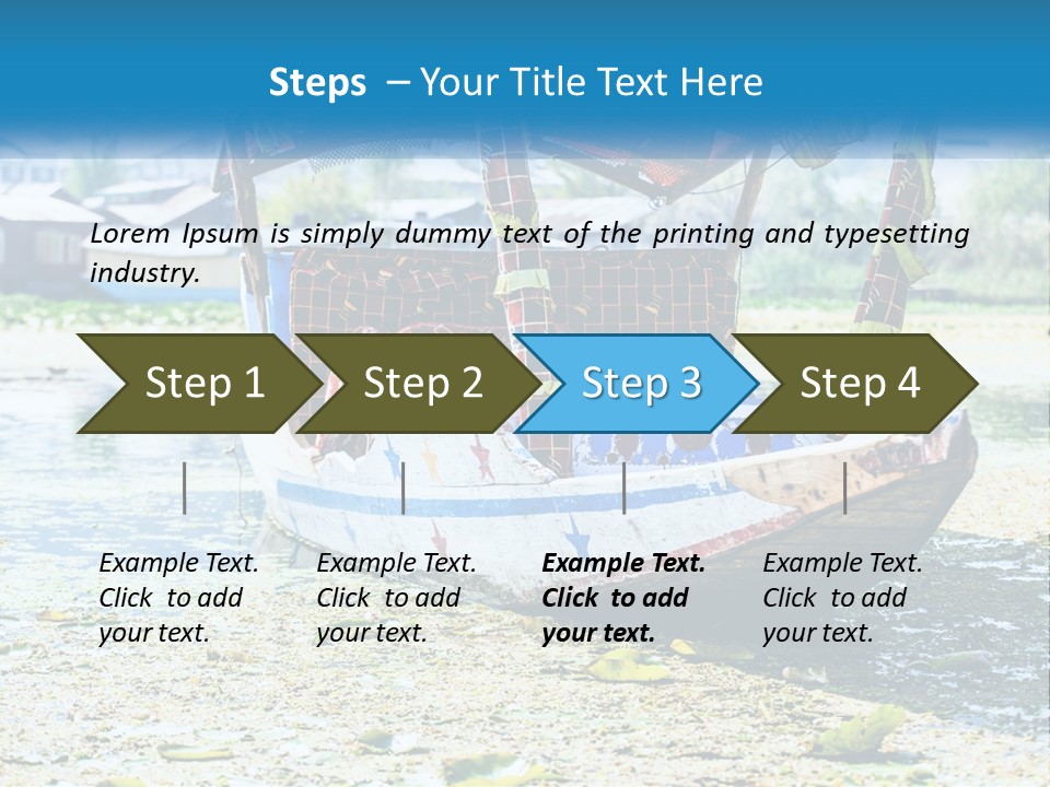 A Boat With A Canopy Is Sitting In The Water PowerPoint Template