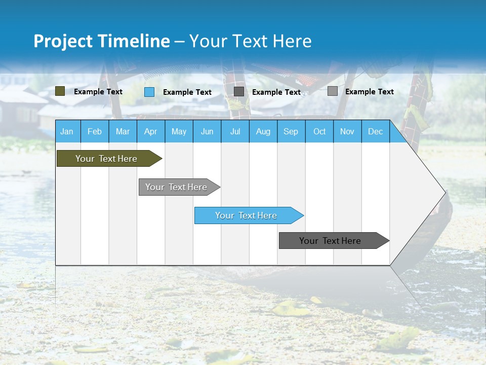 A Boat With A Canopy Is Sitting In The Water PowerPoint Template