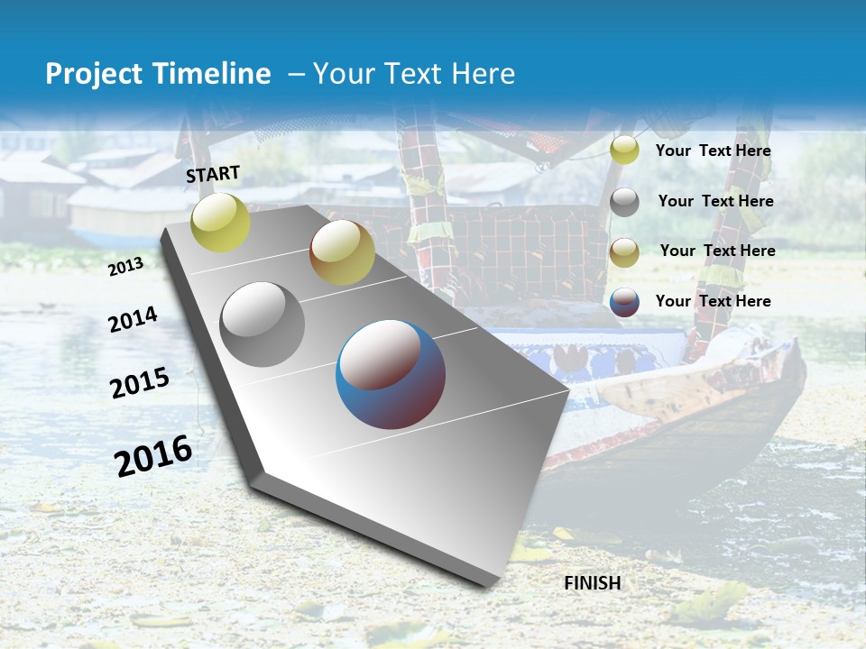 A Boat With A Canopy Is Sitting In The Water PowerPoint Template