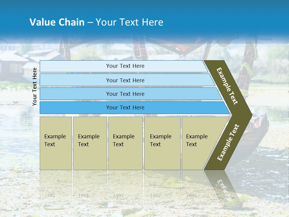 A Boat With A Canopy Is Sitting In The Water PowerPoint Template