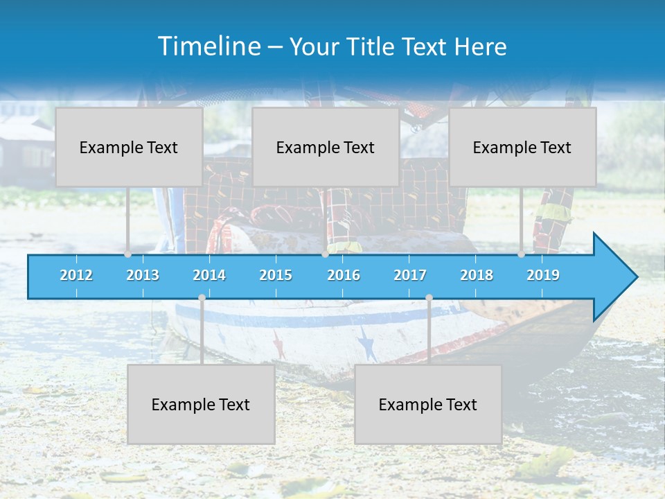 A Boat With A Canopy Is Sitting In The Water PowerPoint Template