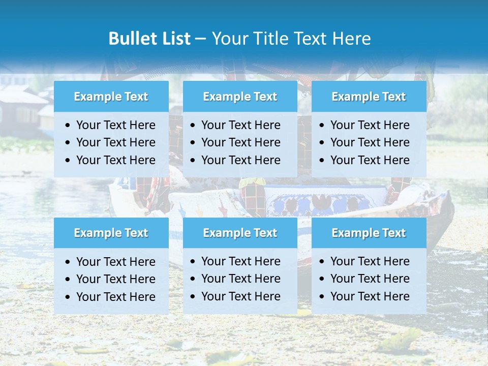 A Boat With A Canopy Is Sitting In The Water PowerPoint Template