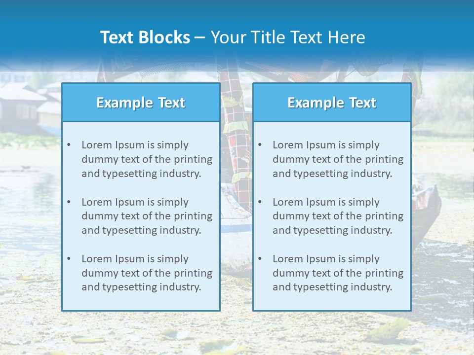 A Boat With A Canopy Is Sitting In The Water PowerPoint Template