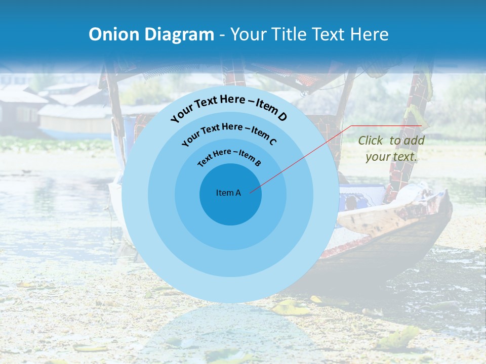 A Boat With A Canopy Is Sitting In The Water PowerPoint Template