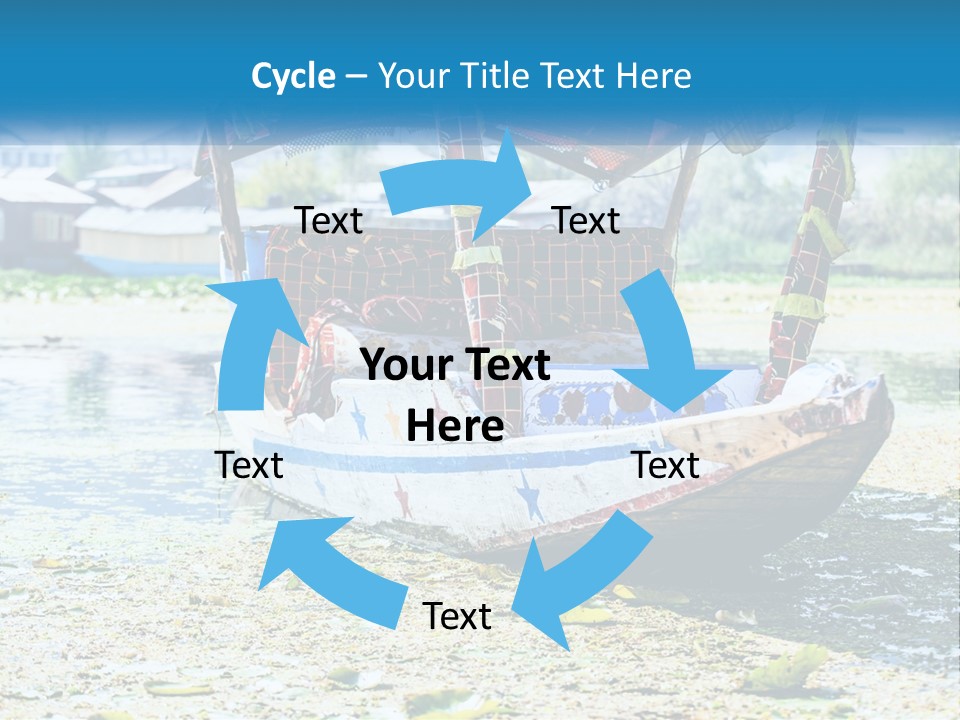 A Boat With A Canopy Is Sitting In The Water PowerPoint Template