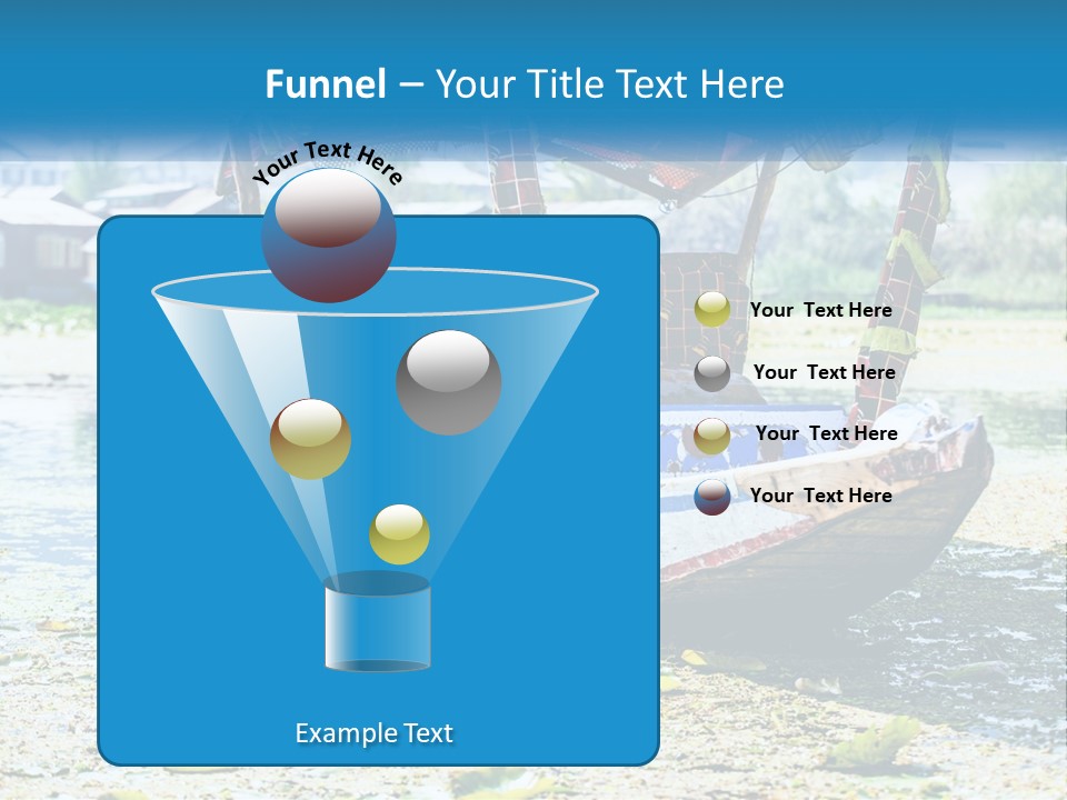 A Boat With A Canopy Is Sitting In The Water PowerPoint Template