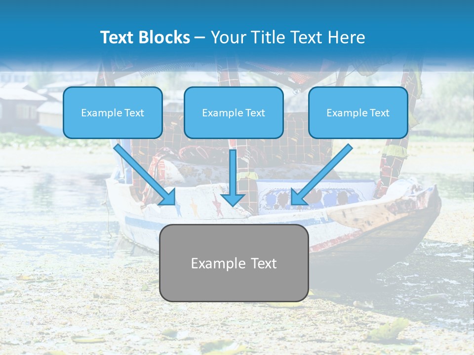 A Boat With A Canopy Is Sitting In The Water PowerPoint Template