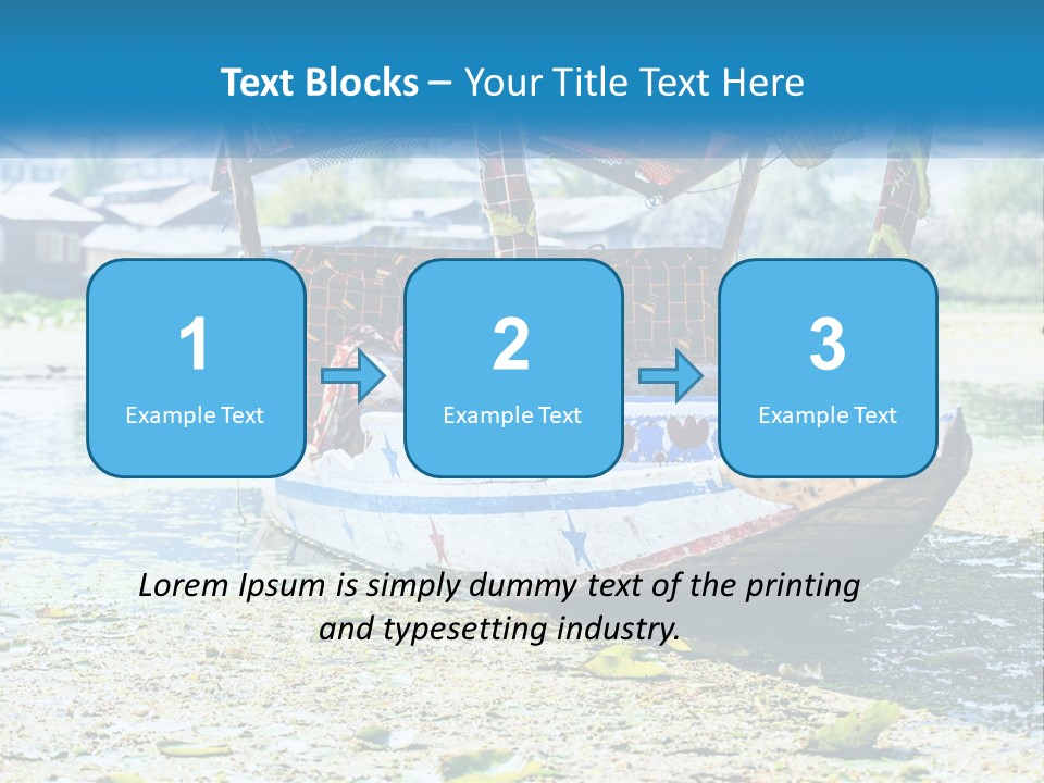 A Boat With A Canopy Is Sitting In The Water PowerPoint Template