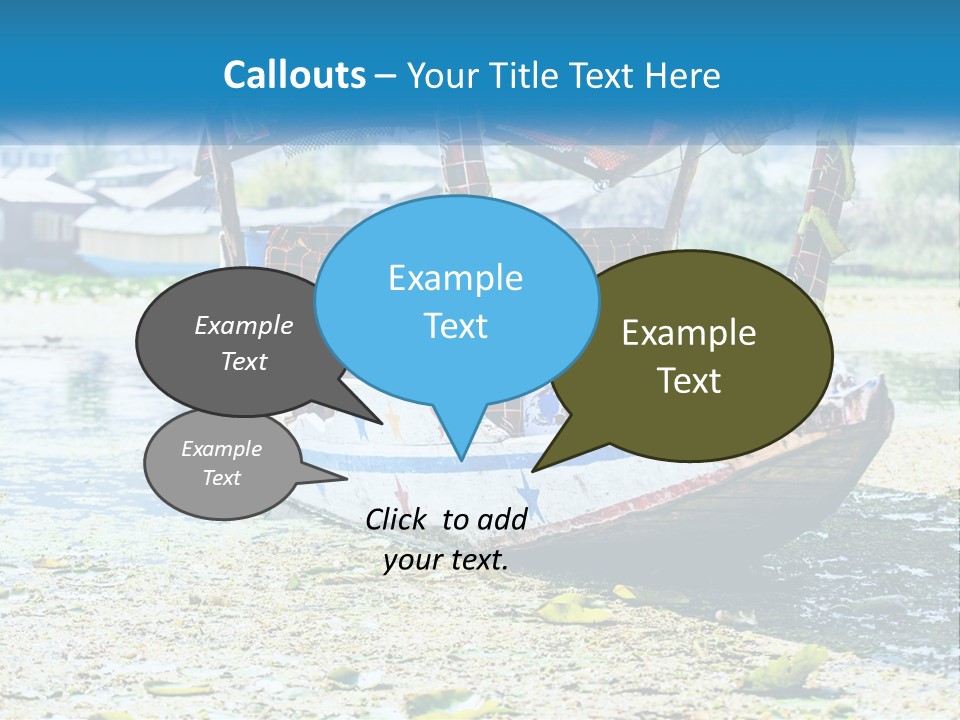 A Boat With A Canopy Is Sitting In The Water PowerPoint Template