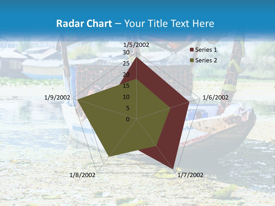 A Boat With A Canopy Is Sitting In The Water PowerPoint Template