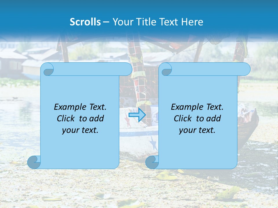 A Boat With A Canopy Is Sitting In The Water PowerPoint Template