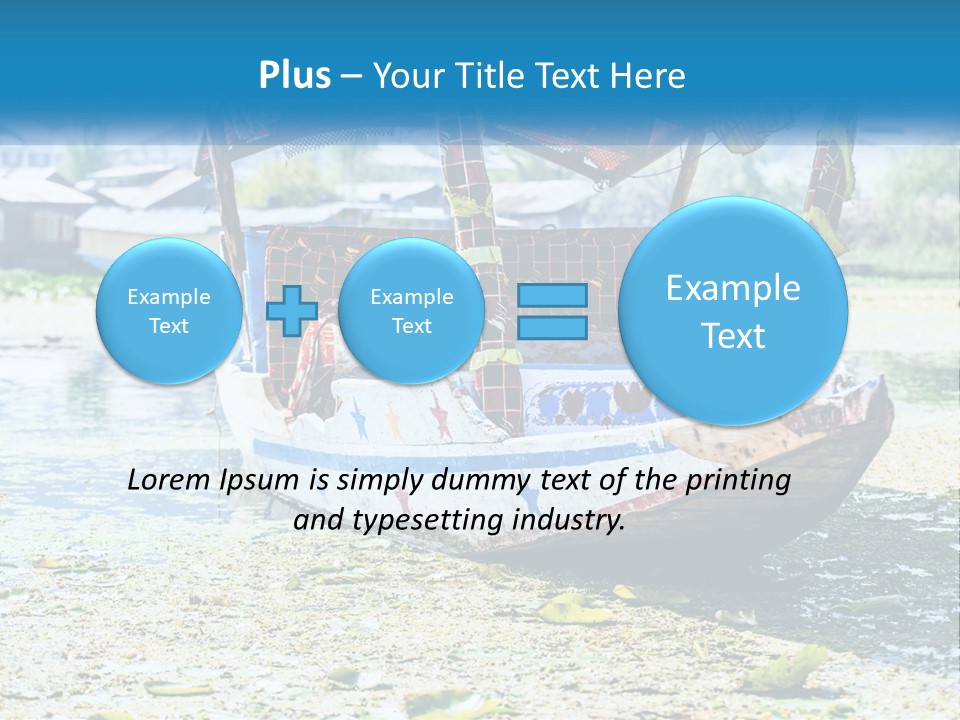 A Boat With A Canopy Is Sitting In The Water PowerPoint Template