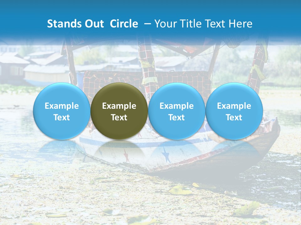 A Boat With A Canopy Is Sitting In The Water PowerPoint Template