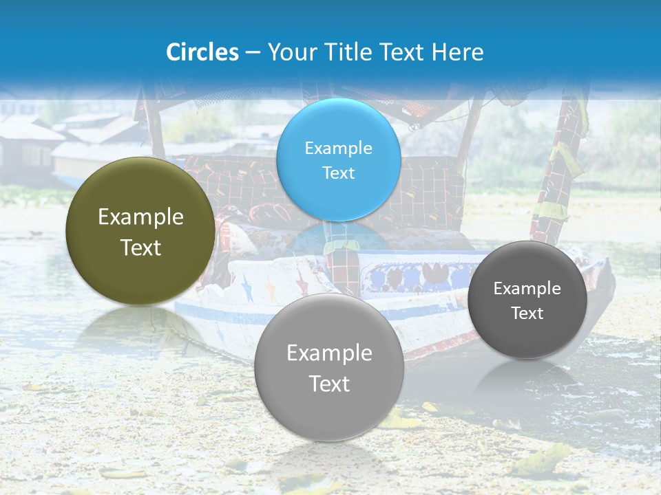 A Boat With A Canopy Is Sitting In The Water PowerPoint Template