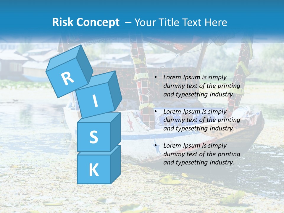 A Boat With A Canopy Is Sitting In The Water PowerPoint Template