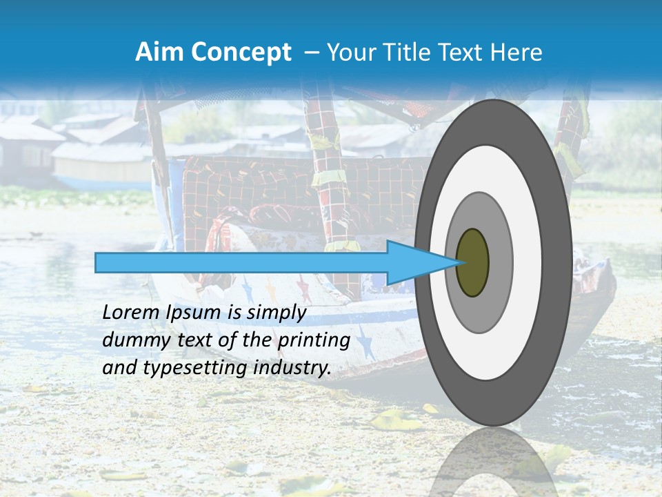 A Boat With A Canopy Is Sitting In The Water PowerPoint Template