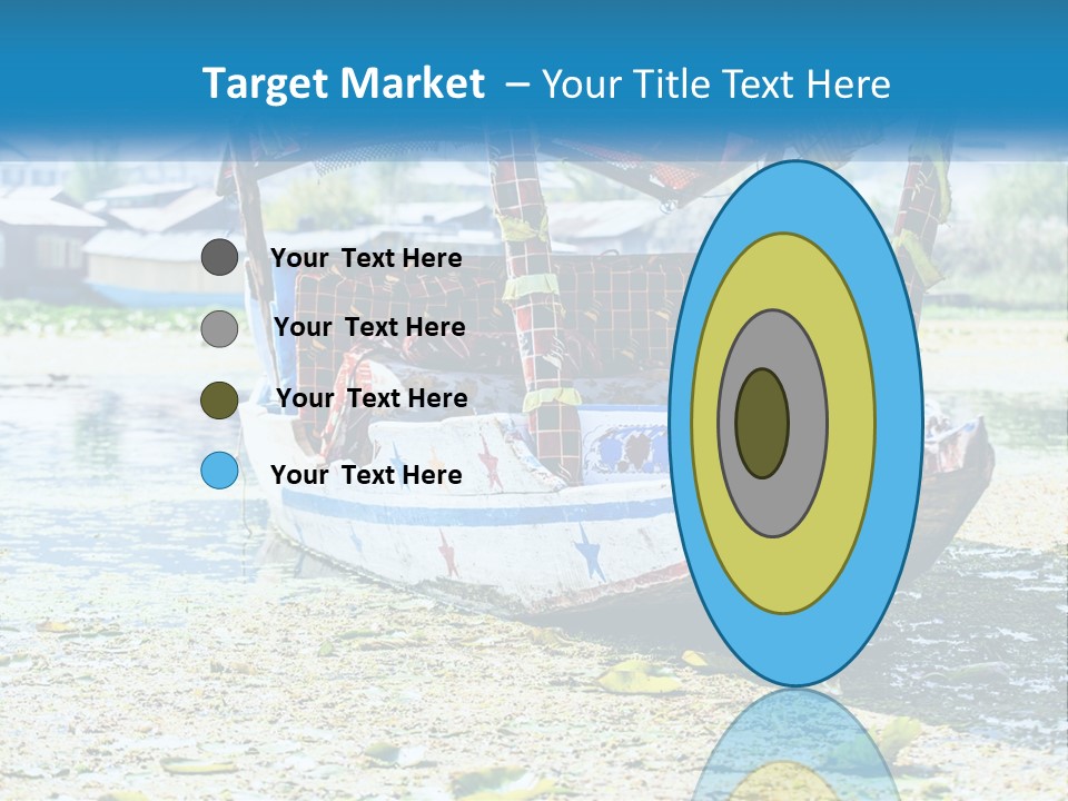 A Boat With A Canopy Is Sitting In The Water PowerPoint Template