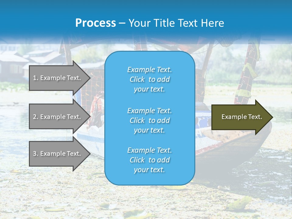 A Boat With A Canopy Is Sitting In The Water PowerPoint Template