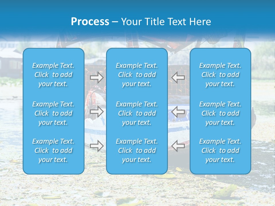 A Boat With A Canopy Is Sitting In The Water PowerPoint Template