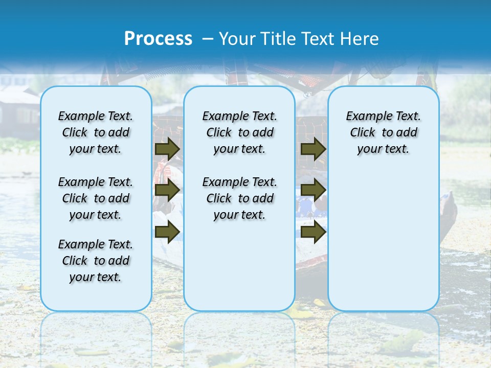 A Boat With A Canopy Is Sitting In The Water PowerPoint Template