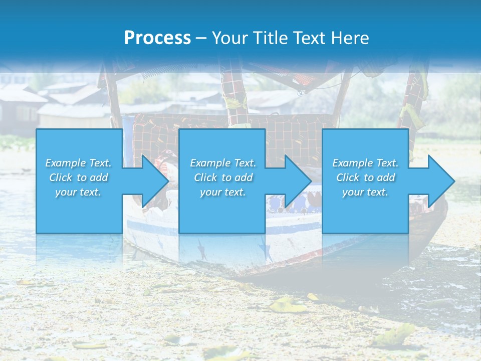 A Boat With A Canopy Is Sitting In The Water PowerPoint Template