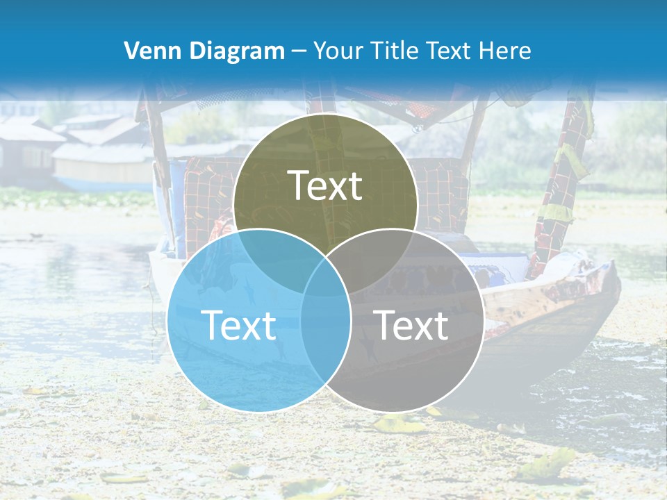 A Boat With A Canopy Is Sitting In The Water PowerPoint Template