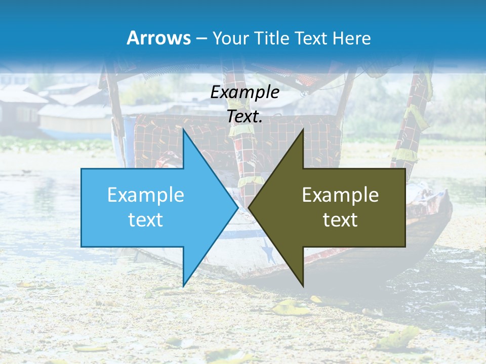 A Boat With A Canopy Is Sitting In The Water PowerPoint Template