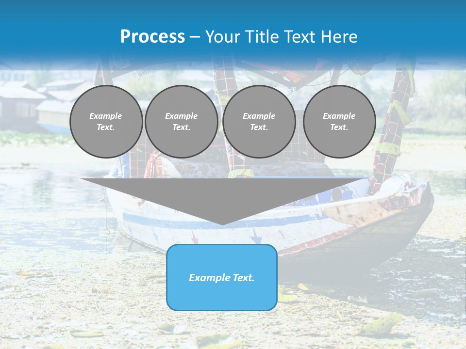 A Boat With A Canopy Is Sitting In The Water PowerPoint Template