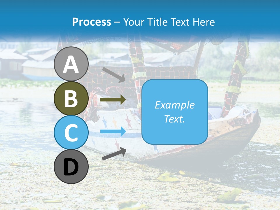 A Boat With A Canopy Is Sitting In The Water PowerPoint Template