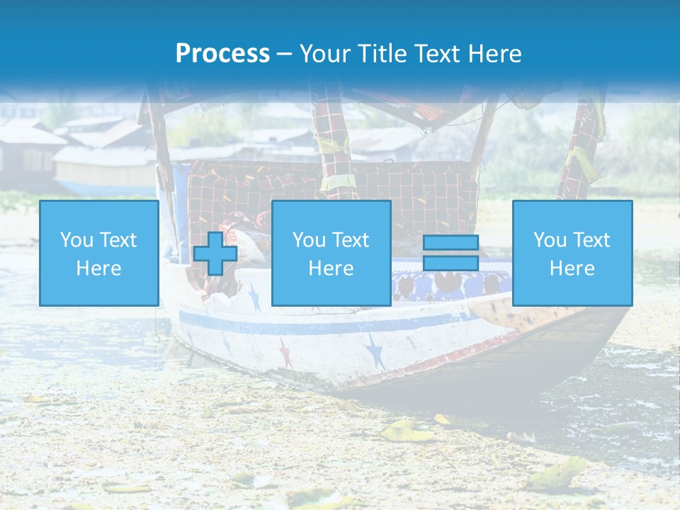 A Boat With A Canopy Is Sitting In The Water PowerPoint Template