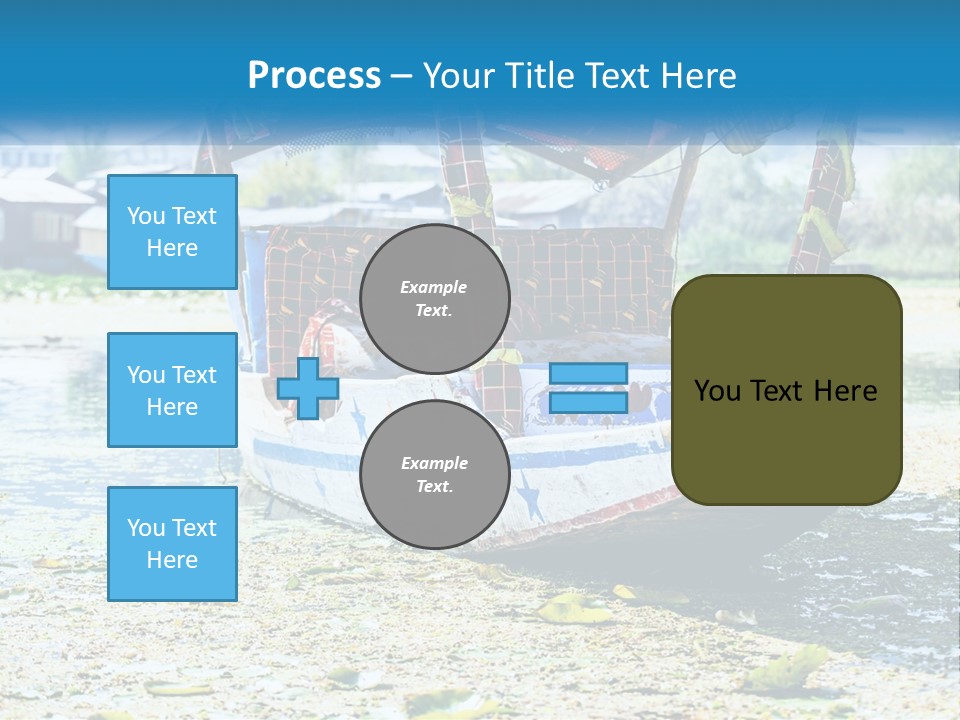A Boat With A Canopy Is Sitting In The Water PowerPoint Template