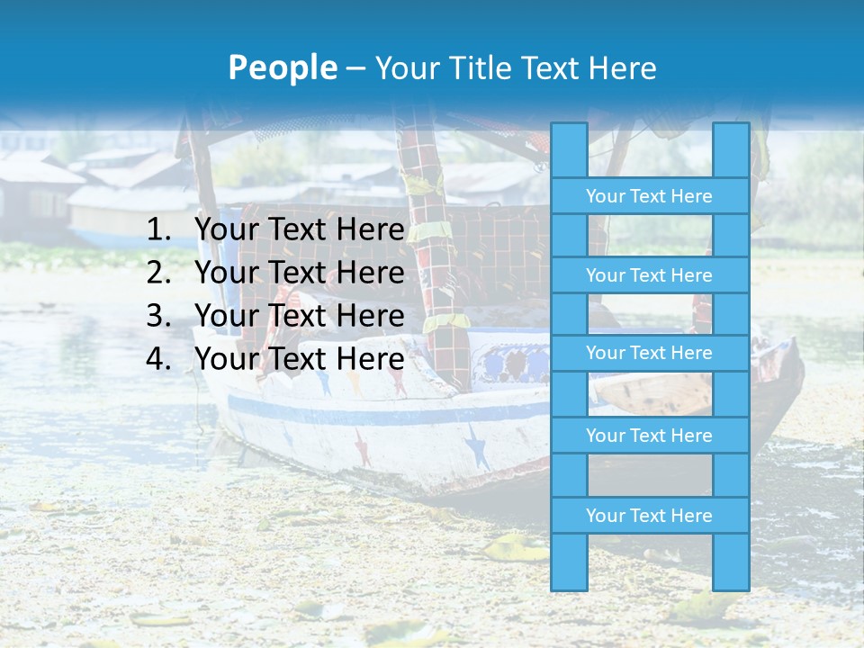 A Boat With A Canopy Is Sitting In The Water PowerPoint Template